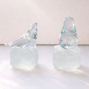 Vintage Napco Crystal Seal And Penguin Figurines/Paper Weights.